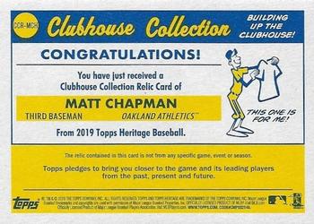 2019 Topps Heritage - Clubhouse Collection Relics #CCR-MCH Matt Chapman Back