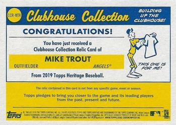 2019 Topps Heritage - Clubhouse Collection Relics #CCR-MTR Mike Trout Back