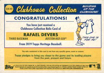 2019 Topps Heritage - Clubhouse Collection Relics #CCR-RD Rafael Devers Back
