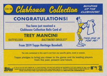 2019 Topps Heritage - Clubhouse Collection Relics #CCR-TM Trey Mancini Back
