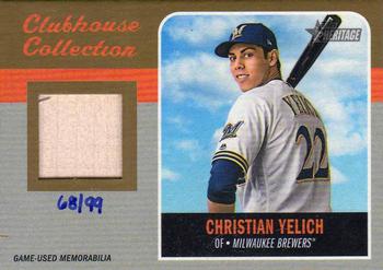 2019 Topps Heritage - Clubhouse Collection Relics Gold #CCR-CY Christian Yelich Front