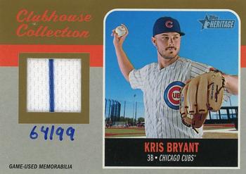 2019 Topps Heritage - Clubhouse Collection Relics Gold #CCR-KB Kris Bryant Front