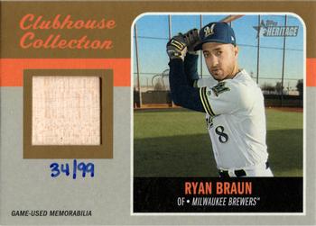 2019 Topps Heritage - Clubhouse Collection Relics Gold #CCR-RB Ryan Braun Front