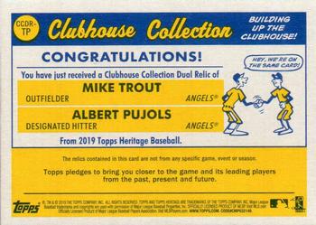 2019 Topps Heritage - Clubhouse Collection Dual Relics #CCDR-TP Albert Pujols / Mike Trout Back
