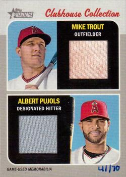 2019 Topps Heritage - Clubhouse Collection Dual Relics #CCDR-TP Albert Pujols / Mike Trout Front