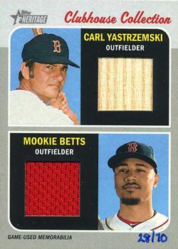 2019 Topps Heritage - Clubhouse Collection Dual Relics #CCDR-YB Mookie Betts / Carl Yastrzemski Front