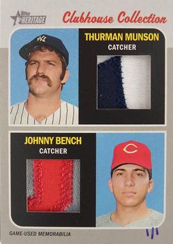 2019 Topps Heritage - Clubhouse Collection Dual Relics Patch #CCDR-MB Thurman Munson / Johnny Bench Front