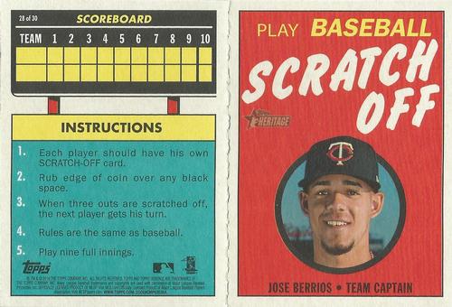 2019 Topps Heritage - 1970 Topps Scratch-Offs #28 Jose Berrios Front