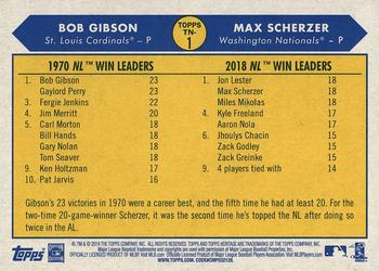 2019 Topps Heritage - Then and Now #TN-1 Bob Gibson / Max Scherzer Back