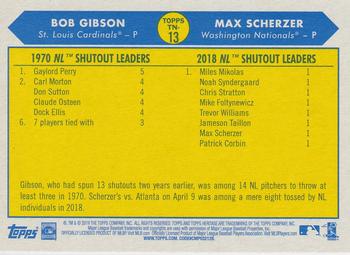 2019 Topps Heritage - Then and Now #TN-13 Bob Gibson / Max Scherzer Back