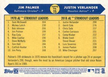 2019 Topps Heritage - Then and Now #TN-15 Jim Palmer / Justin Verlander Back