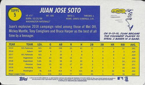 2019 Topps Heritage - 1970 Topps Super Baseball #5 Juan Soto Back