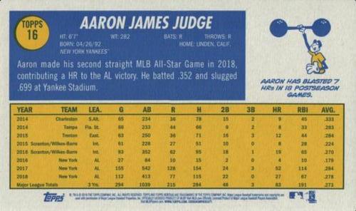 2019 Topps Heritage - 1970 Topps Super Baseball #16 Aaron Judge Back