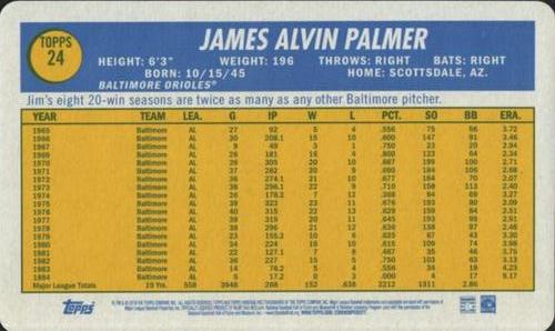 2019 Topps Heritage - 1970 Topps Super Baseball #24 Jim Palmer Back