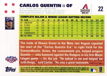 2007 Topps Opening Day #22 Carlos Quentin Back