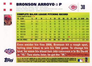 2007 Topps Opening Day #38 Bronson Arroyo Back