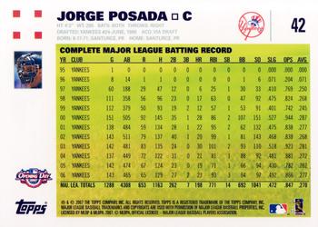 2007 Topps Opening Day #42 Jorge Posada Back
