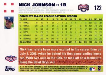 2007 Topps Opening Day #122 Nick Johnson Back