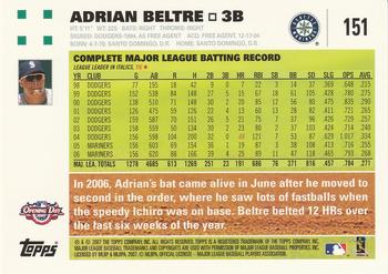 2007 Topps Opening Day #151 Adrian Beltre Back