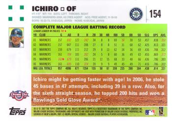 2007 Topps Opening Day #154 Ichiro Back