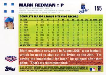 2007 Topps Opening Day #155 Mark Redman Back