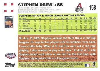 2007 Topps Opening Day #158 Stephen Drew Back