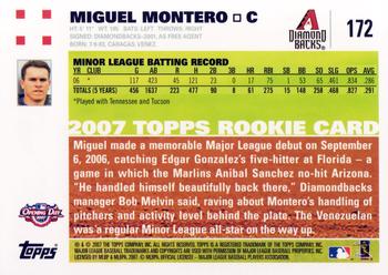 2007 Topps Opening Day #172 Miguel Montero Back