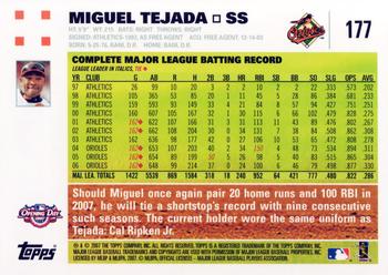 2007 Topps Opening Day #177 Miguel Tejada Back