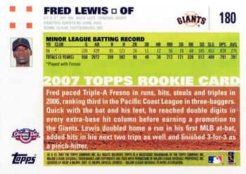 2007 Topps Opening Day #180 Fred Lewis Back