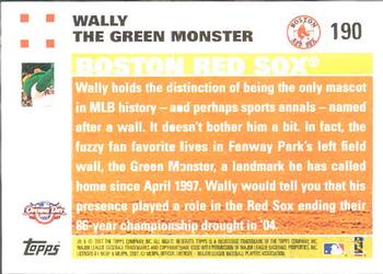 2007 Topps Opening Day #190 Wally the Green Monster Back