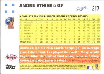 2007 Topps Opening Day #217 Andre Ethier Back