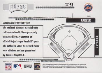 2005 Playoff Absolute Memorabilia - Tools of the Trade Swatch Triple #TT-57 Gary Carter Back