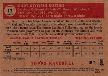 2007 Topps Rookie 1952 Edition #12 Kurt Suzuki Back