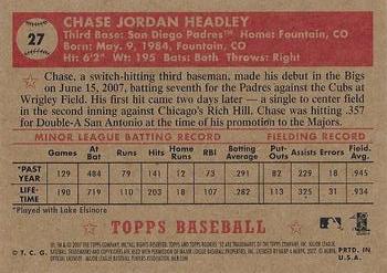 2007 Topps Rookie 1952 Edition #27 Chase Headley Back