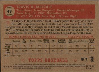 2007 Topps Rookie 1952 Edition #49 Travis Metcalf Back