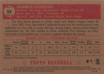 2007 Topps Rookie 1952 Edition #56 Andy Cavazos Back