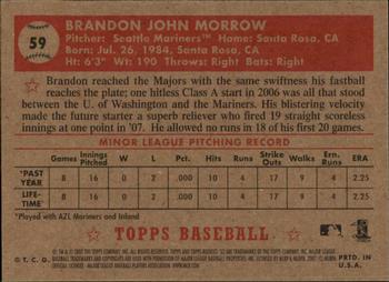 2007 Topps Rookie 1952 Edition #59 Brandon Morrow Back