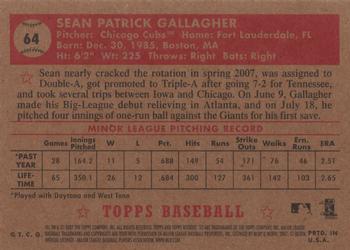 2007 Topps Rookie 1952 Edition #64 Sean Gallagher Back