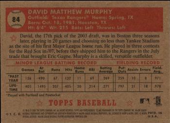 2007 Topps Rookie 1952 Edition #84 David Murphy Back