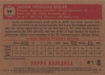 2007 Topps Rookie 1952 Edition #99 Jason Miller Back