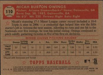 2007 Topps Rookie 1952 Edition #110 Micah Owings Back