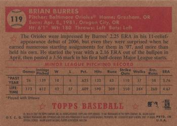 2007 Topps Rookie 1952 Edition #119 Brian Burres Back