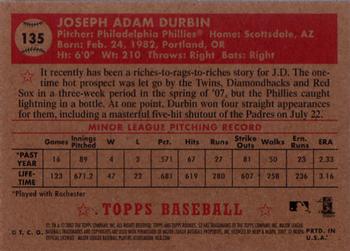 2007 Topps Rookie 1952 Edition #135 J.D. Durbin Back