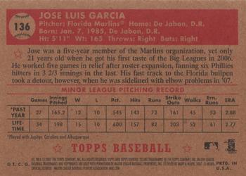 2007 Topps Rookie 1952 Edition #136 Jose Garcia Back