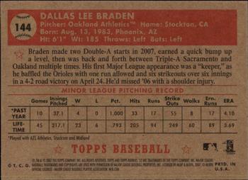 2007 Topps Rookie 1952 Edition #144 Dallas Braden Back