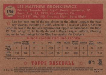 2007 Topps Rookie 1952 Edition #146 Lee Gronkiewicz Back