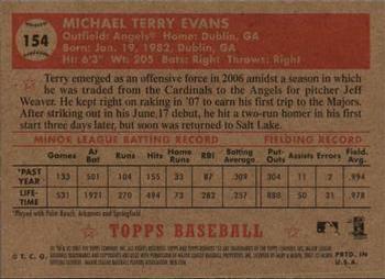 2007 Topps Rookie 1952 Edition #154 Terry Evans Back