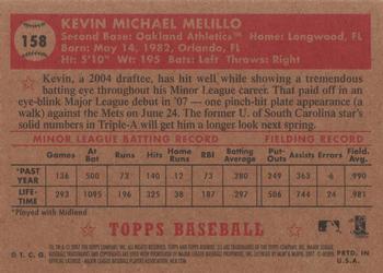 2007 Topps Rookie 1952 Edition #158 Kevin Melillo Back