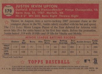 2007 Topps Rookie 1952 Edition #170 Justin Upton Back