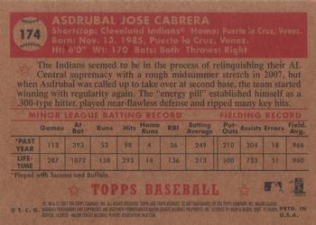 2007 Topps Rookie 1952 Edition #174 Asdrubal Cabrera Back